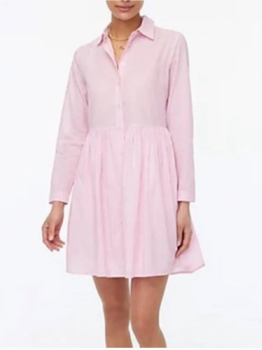 J. Crew Factory Women's Cotton Mini Shirt Dress - Pink & White Stripes